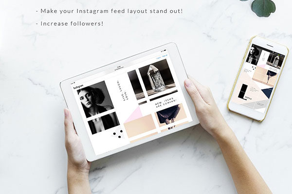 时尚高端几何形状布局的Instagram模板素材库精选 Instagram PUZZLE template -Geometric [psd]