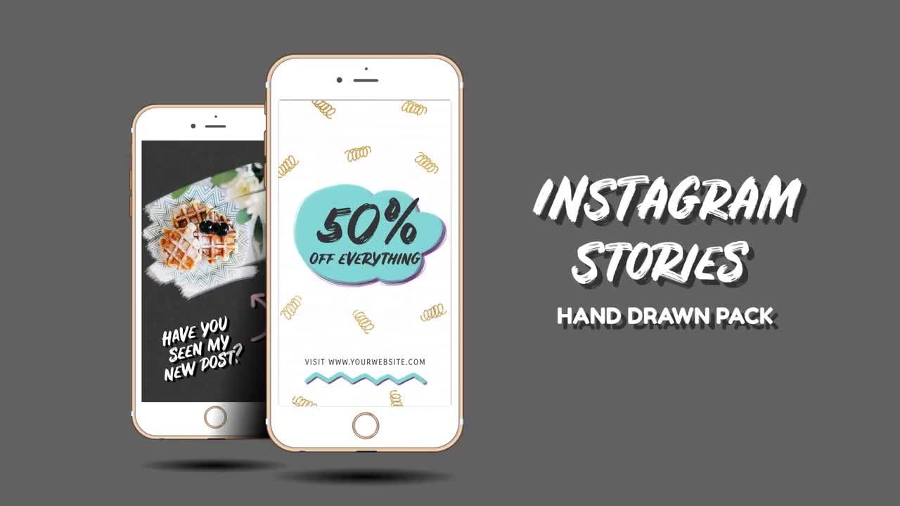 AE可爱又有趣的手绘Instagram模板