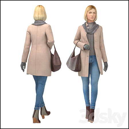 秋冬季穿外套的女孩素材之家精选3D模型
