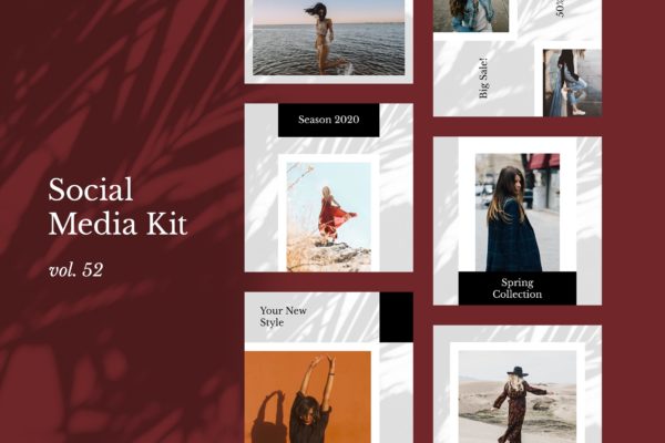 时装品牌方形设计广告设计模板素材库精选v52 Social Media Kit (Vol.52)