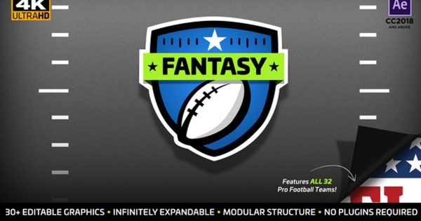 超级碗美式足球橄榄球赛事节目素材库精选AE模板 Fantasy Focus | Fantasy Football Kit