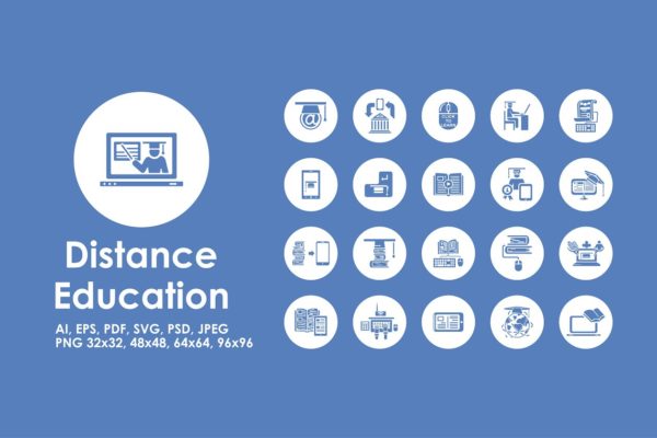 远程教学学习图标 Distance Learning icon
