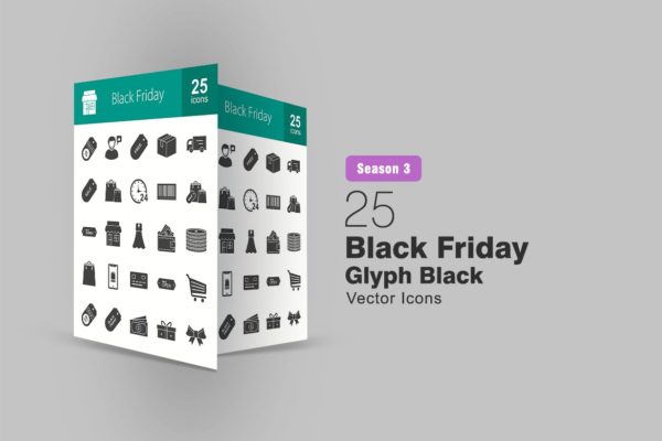 25枚黑色星期五主题矢量字体素材库精选图标 25 Black Friday Glyph Icons