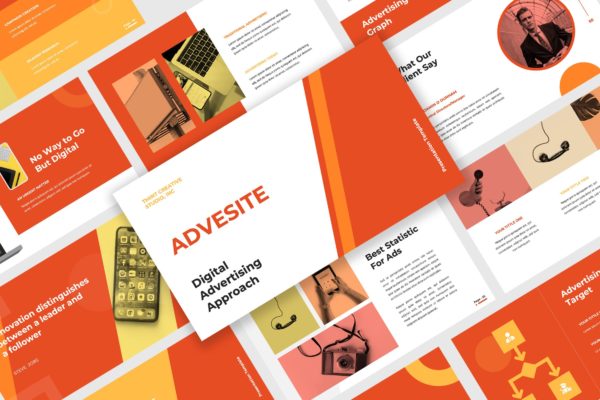 广告业务&amp;市场营销主题业务介绍/工作报告素材库精选PPT模板 Adversite – Powerpoint Presentation