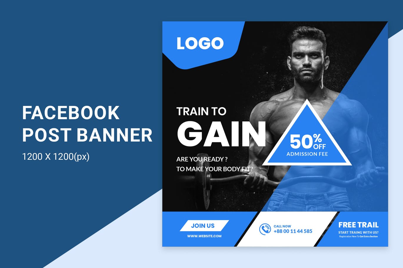 健身房促销活动Facebook社交广告Banner设计模板素材库精选 Fitness Banner插图