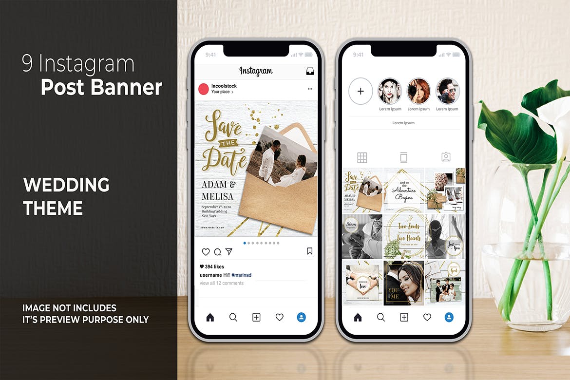 婚礼邀请Instagram社交宣传设计素材 Wedding Instagram Post插图(1)