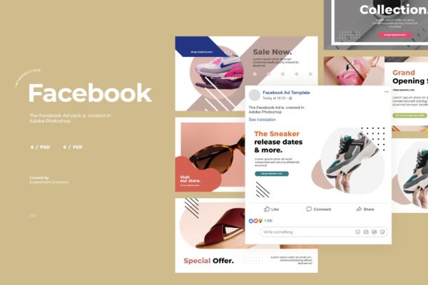 运动品牌Facebook社交推广广告设计模板素材库精选v6 Facebook Ad Template Vol.6