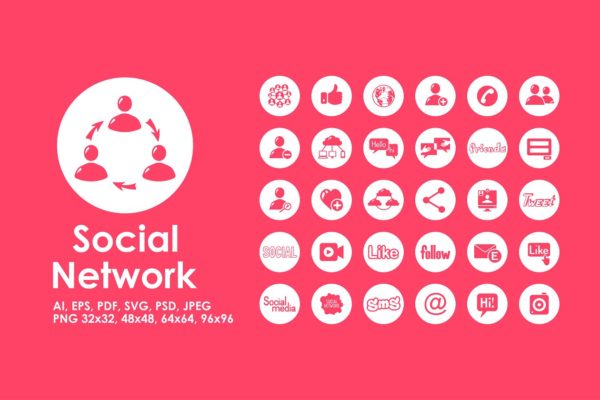 简洁网络社交应用图标 Social network icons