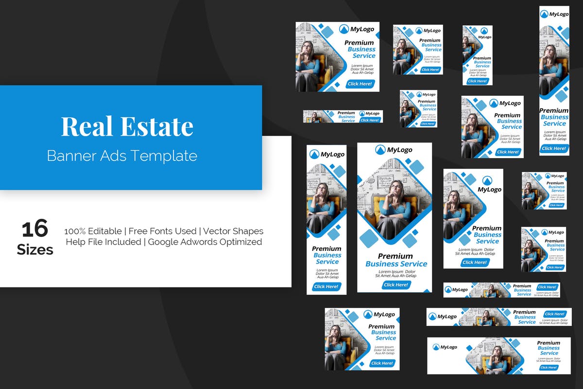 房地产企业网站Banner素材库精选广告模板 Real Estate Banner Ads Template插图
