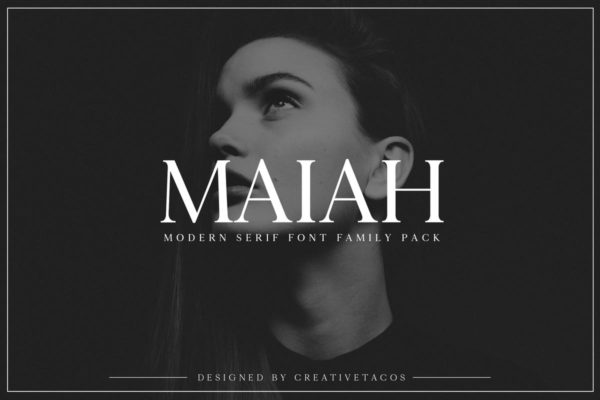 现代极简英文版式设计衬线字体 Maiah Serif Font Family Pack