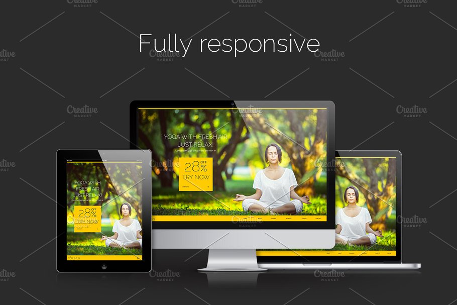 瑜伽主题PSD网站模板素材库精选 Lotus – Yoga PSD Template插图(3)