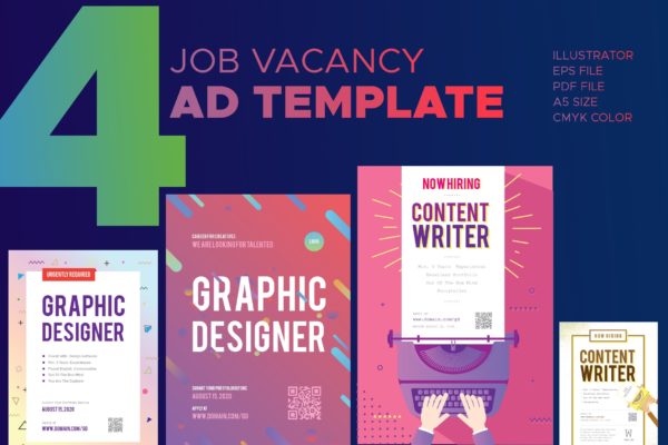 职位空缺/企业招聘素材库精选广告模板 Job Vacancy Advertisement Template
