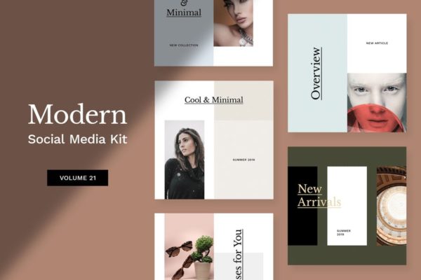 现代时尚生活方式社交媒体模板素材库精选套装V21 Modern Social Media Kit (Vol. 21)