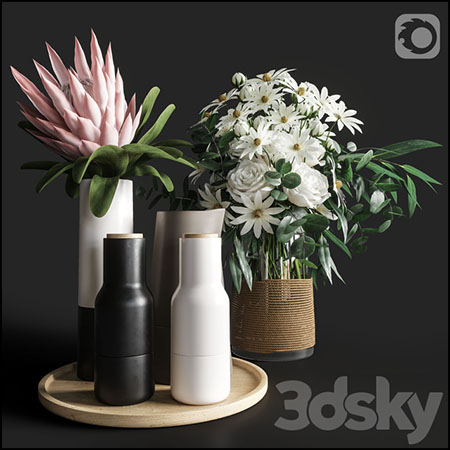 花瓶和花卉装饰品素材之家精选3D模型