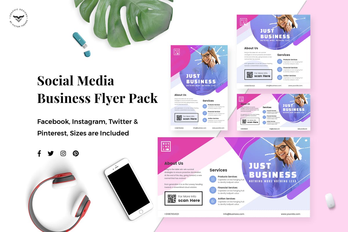 社交媒体企业宣传多尺寸广告模板素材库精选v1 Business Social Media Template插图