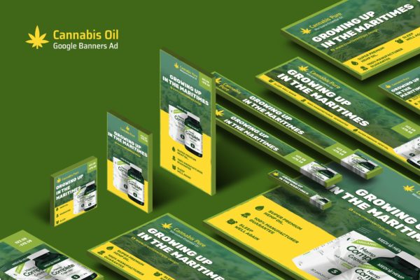 电子烟烟油品牌百度谷歌横幅素材库精选广告模板 Cannabis Hemp Oil Products Banners Ad