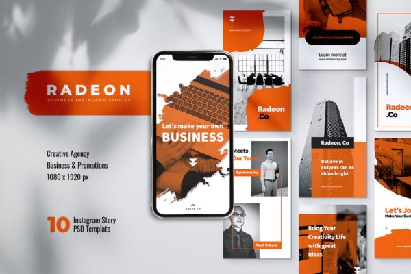 创意笔刷图形Instagram品牌故事推广设计模板素材库精选 RADEON Creative Agency Instagram Stories