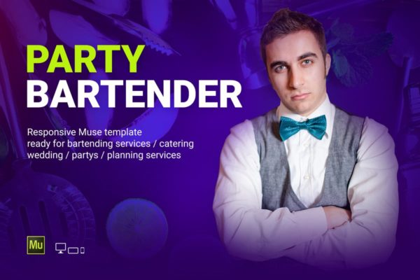 酒吧调酒师/调酒服务网站Muse模板素材库精选 Party Bartender – Bartending Services / Catering