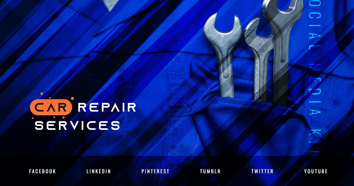 汽车维修服务社交媒体宣传广告设计模板素材库精选 Car Repair Service – Automotive Social Media Kit插图