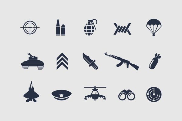 12枚军事主题矢量素材库精选图标 12 Military Icons