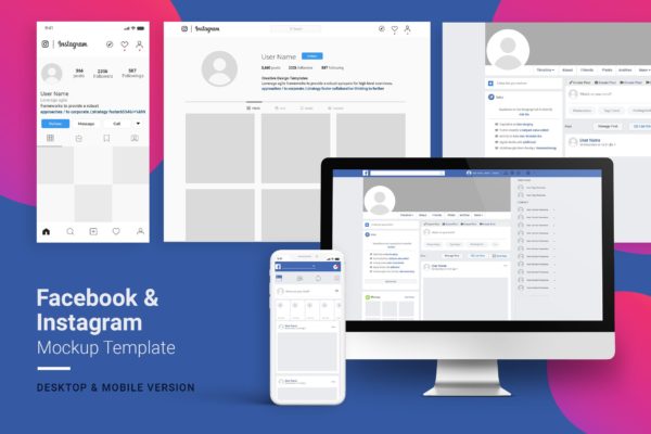 Facebook &amp; Instagram品牌主页排版设计效果图样机 Facebook &amp; Instagram Mockup Template