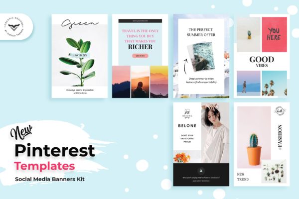 优雅时尚风格Pinterest社交网站推广图设计模板素材库精选 Pinterest Post Templates