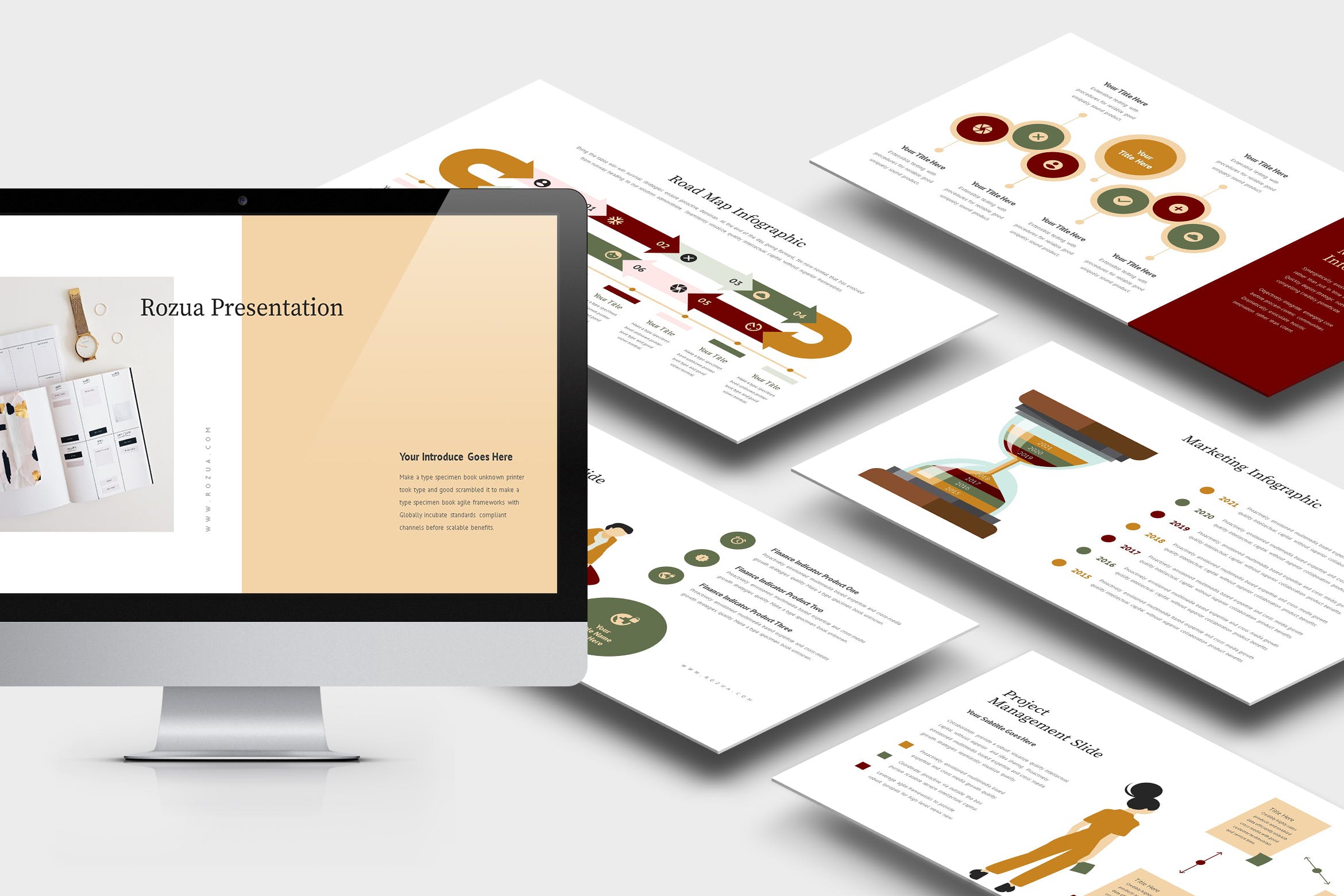 市场分析/市场调研报告PPT模板下载 Rozua : Vector Infographic Business Powerpoint插图