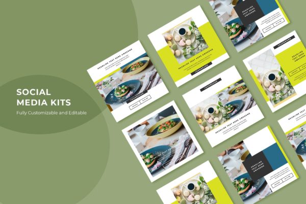 西餐品牌社交媒体新媒体广告设计模板素材库精选v91 SRTP – Social Media Kit.91