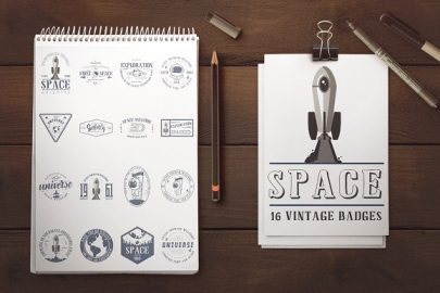 Space badge + 3 fonts.素材之家精选英文字体