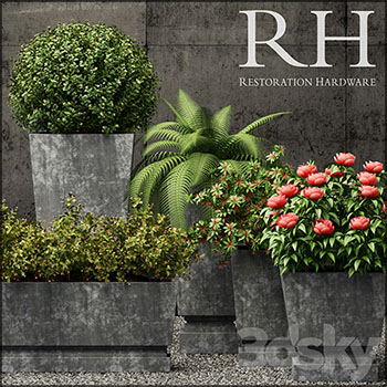水泥花盆花坛盆栽绿色植物素材之家精选3D模型