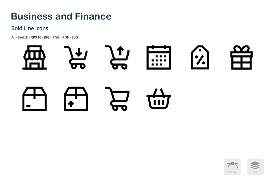 商业&金融主题粗线条风格矢量素材库精选图标 Business and Finance Mini Bold Line Icons插图(4)