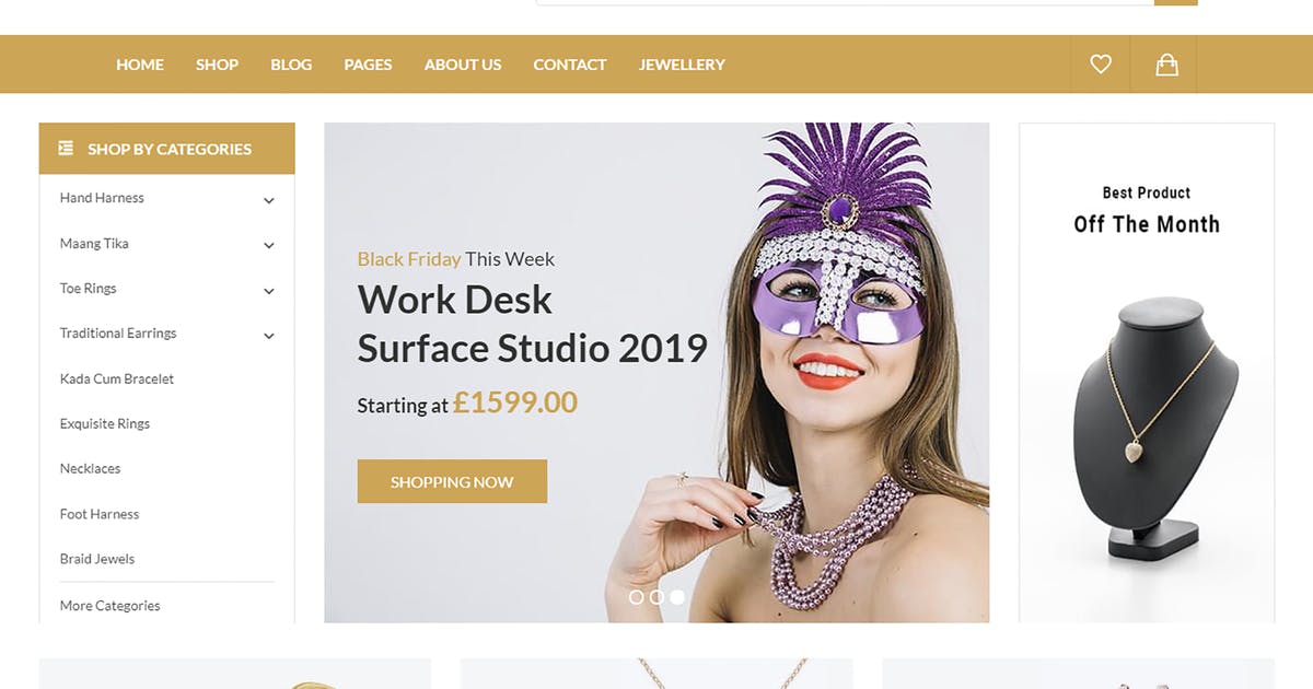 珠宝网上商城网站设计Bootstrap框架模板素材库精选下载 Hiraola – Jewellery eCommerce Bootstrap 4 Template插图
