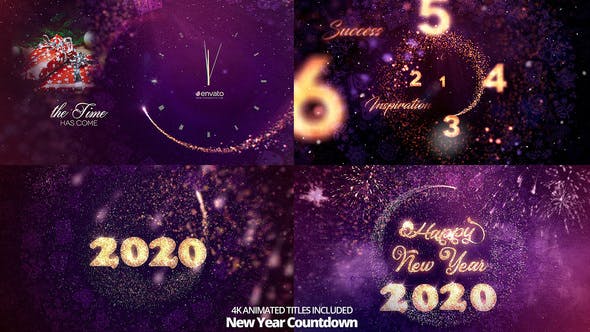 金光闪闪粒子动画特效2020年新年倒计时视频素材库精选AE模板 Special New Year Countdown 2020