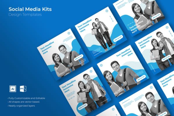 社交媒体正方形广告&amp;贴图创意设计模板v23 SRTP – Social Media Kit.23