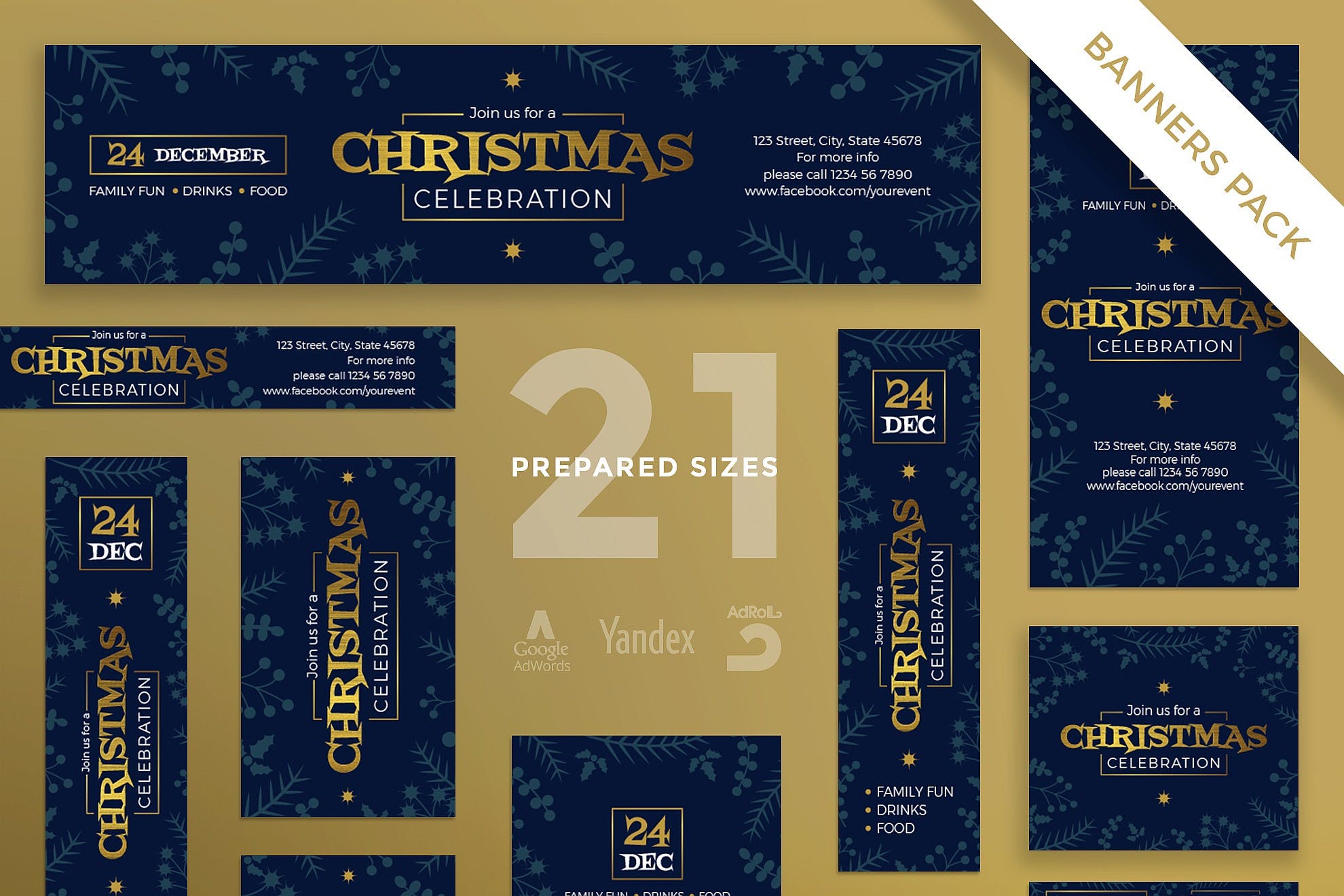 圣诞庆祝活动/圣诞促销广告Banner设计模板 Christmas Celebration Banner Pack Template插图