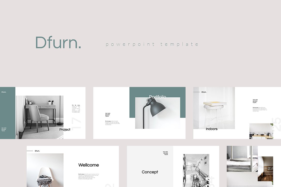 非常适合室内设计产品展示的现代创意Powerpoint模版 Dfurn PowerPoint Template插图