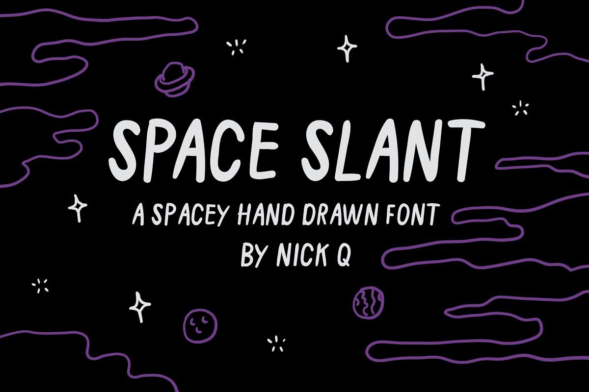 Space Slant Hand Drawn Font素材之家精选英文字体