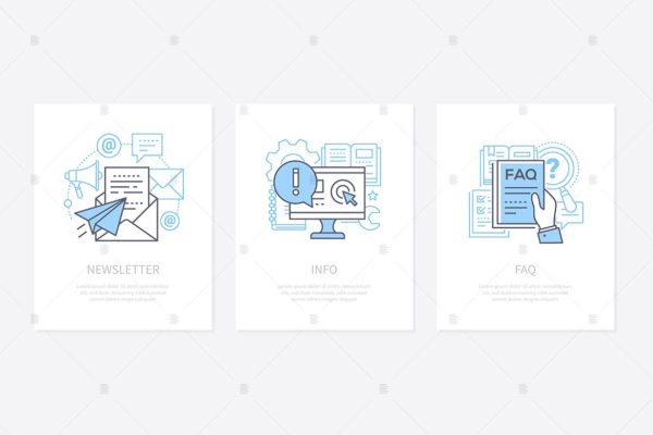 客户服务主题矢量概念素材库精选图标素材 Customer service correspondence concept icons set