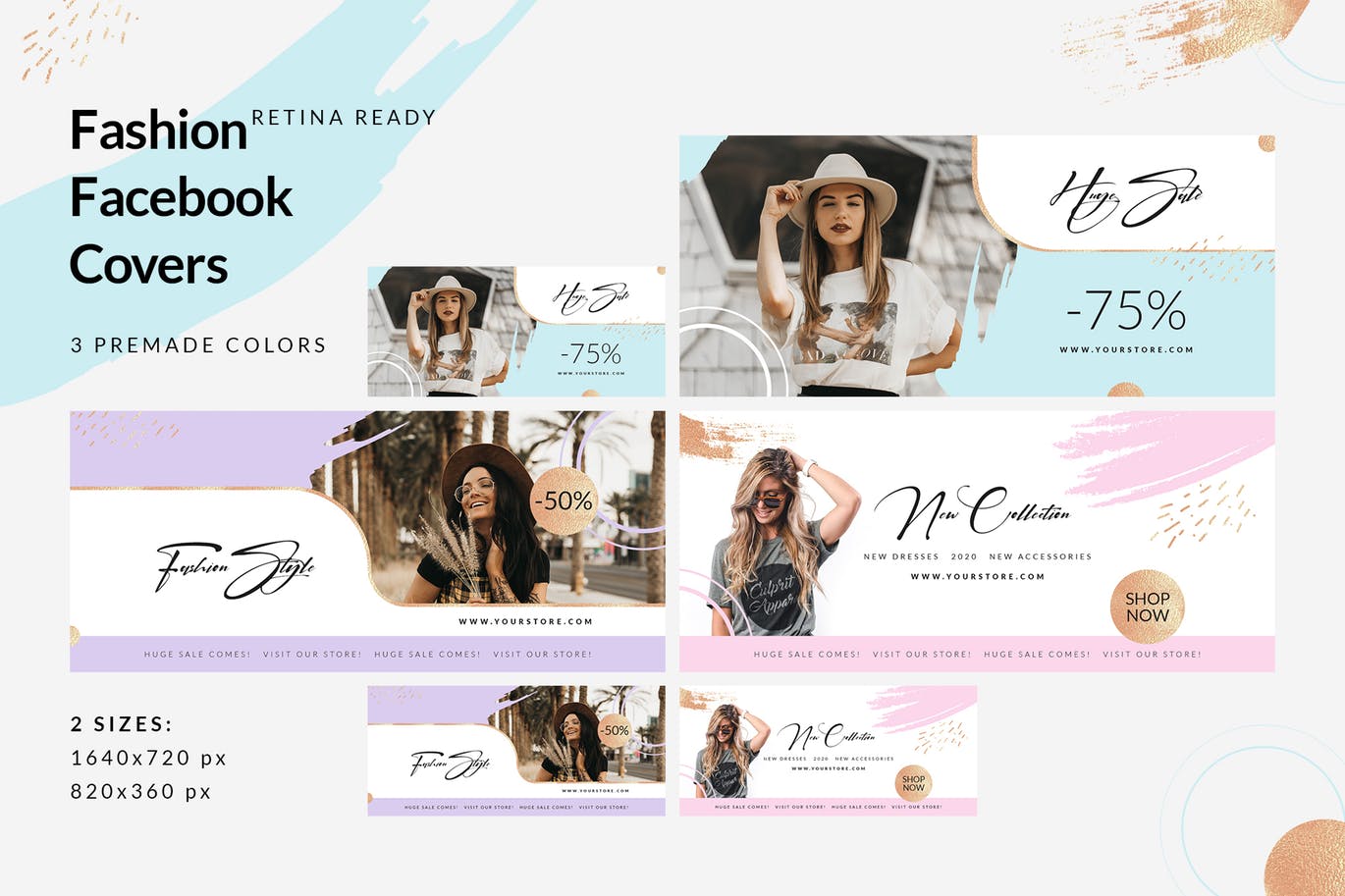 时尚品牌打折促销Facebook封面设计模板素材库精选 Fashion Facebook Covers插图(5)