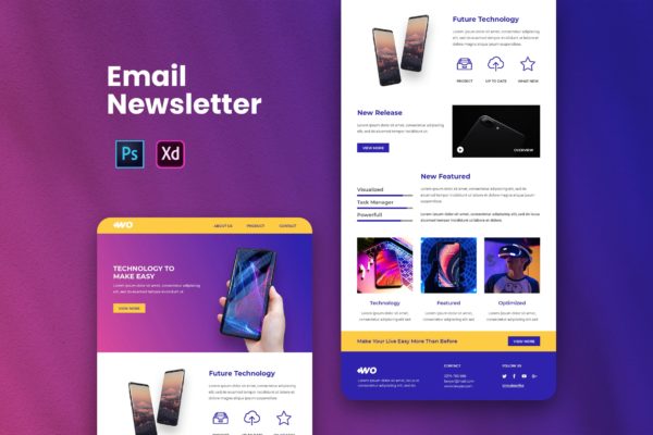 新世代智能手机品牌推广EDM邮件模板素材库精选下载 Email Newsletter