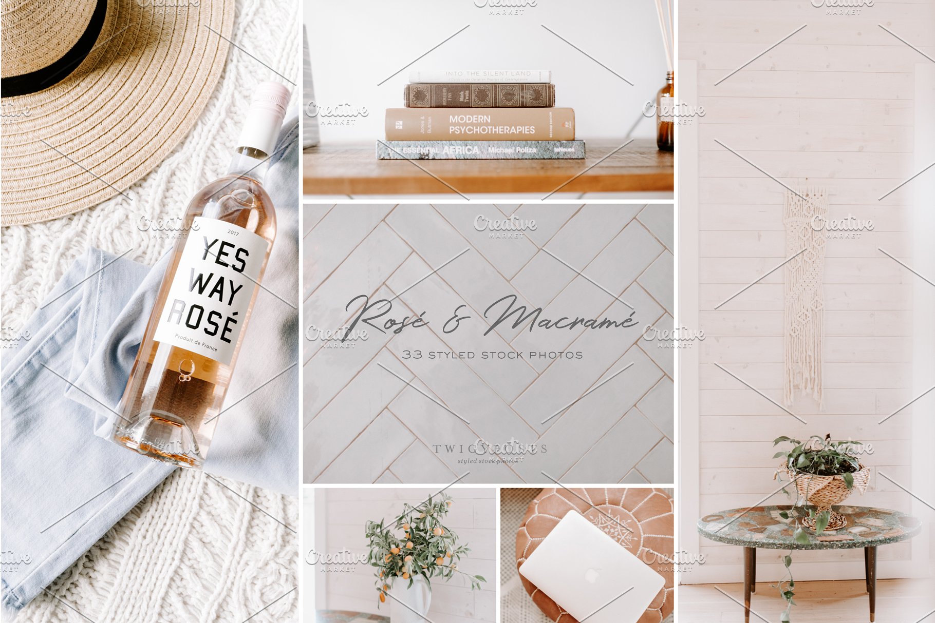 日常居家场景社交媒体贴图模板素材库精选 Rosé & Macramé – Styled Stock插图(1)