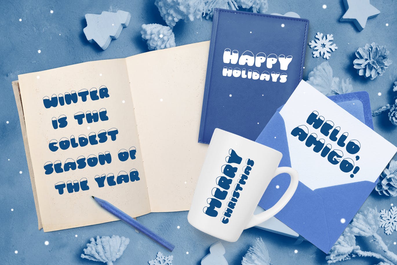 斯堪的纳维亚风格可爱积雪字体素材库精选 Frosty Joy Hand Drawn Display Font插图(6)