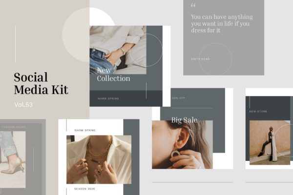 珠宝首饰品牌社交广告设计模板素材库精选v53 Social Media Kit (Vol.53)