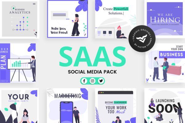 SAAS业务推广社交媒体广告设计模板素材库精选 SAAS Business Social Media Template