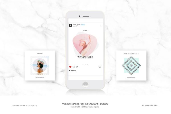 Instagram 社交媒体贴图模板素材库精选合集 Vector Masks for Instagram + Bonus