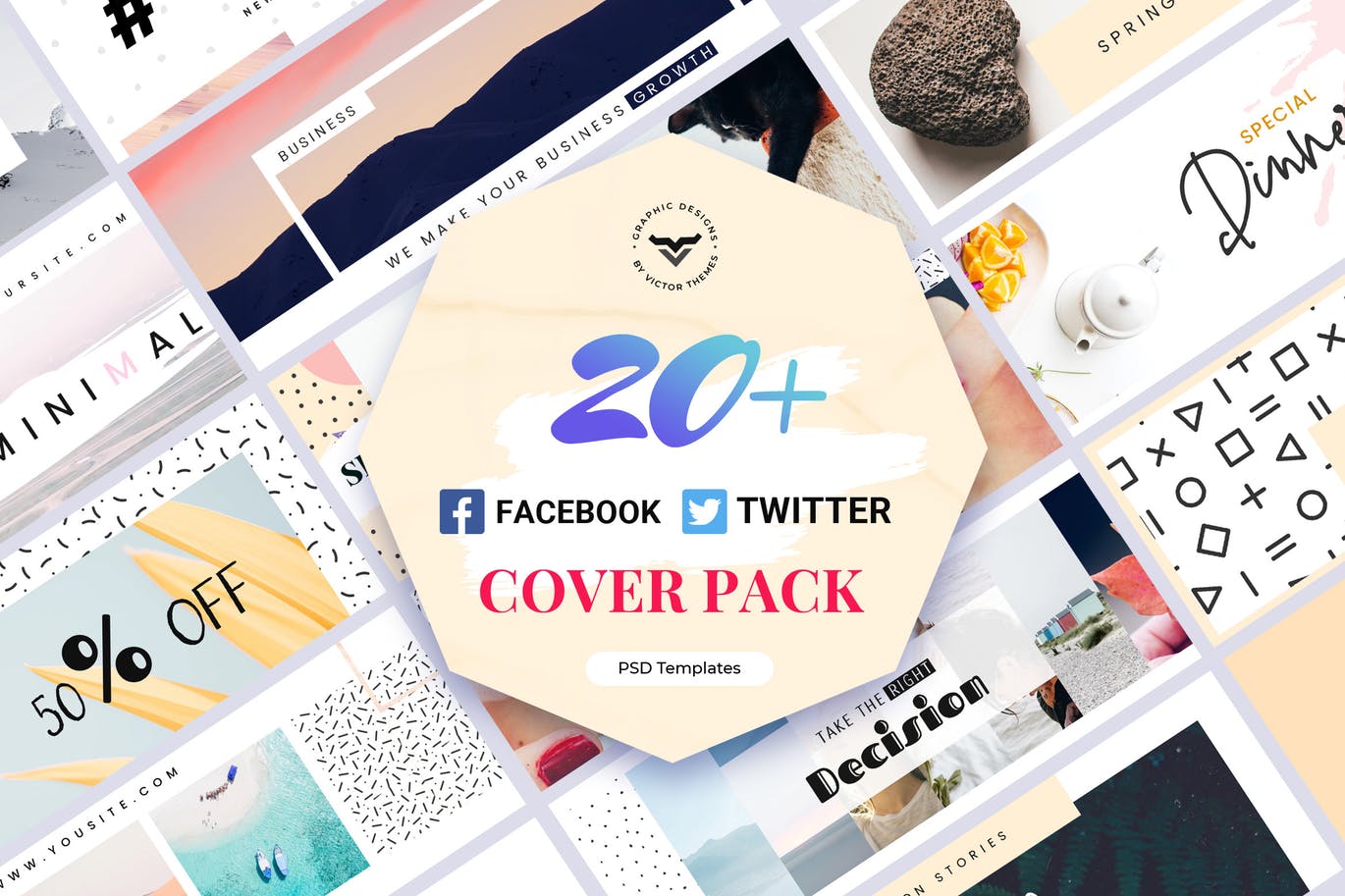 20+Facebook&Twitter社交账号主页封面设计模板素材库精选 Facebook & Twitter Cover Template插图