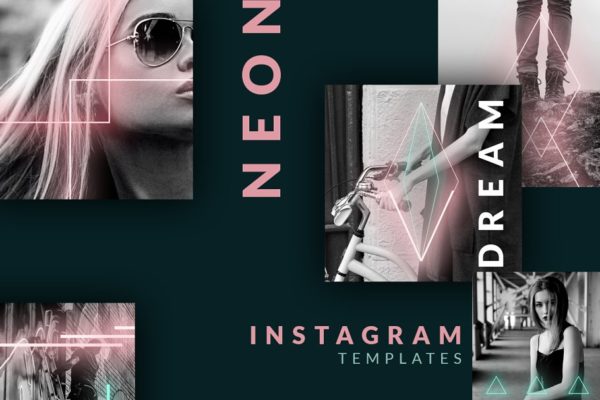 90年代霓虹灯Instagram帖子模板素材库精选
