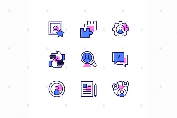 商业和管理主题线条设计风格矢量素材库精选图标 Business and management – line design style icons