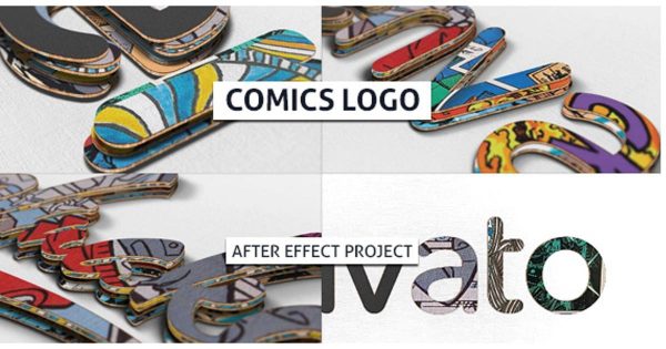 动漫手绘风格Logo演示素材库精选AE模板 Comics Logo