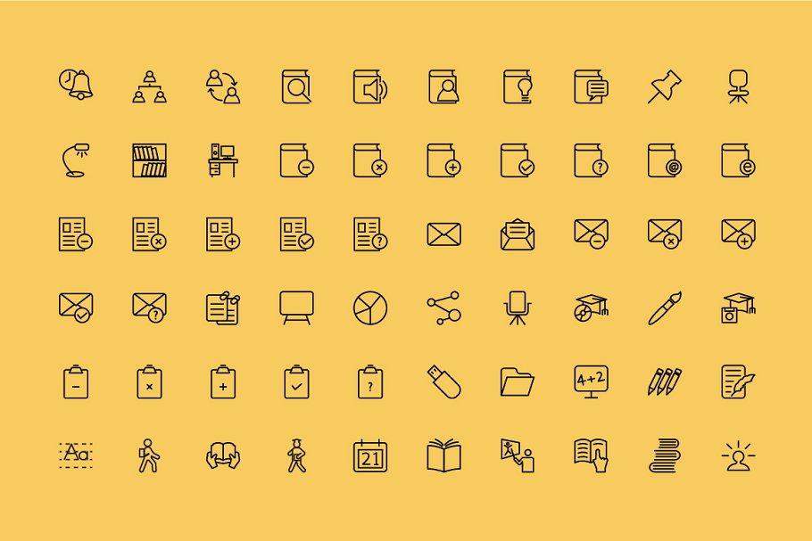 200枚教育主题图标 200 Education Icons插图(3)